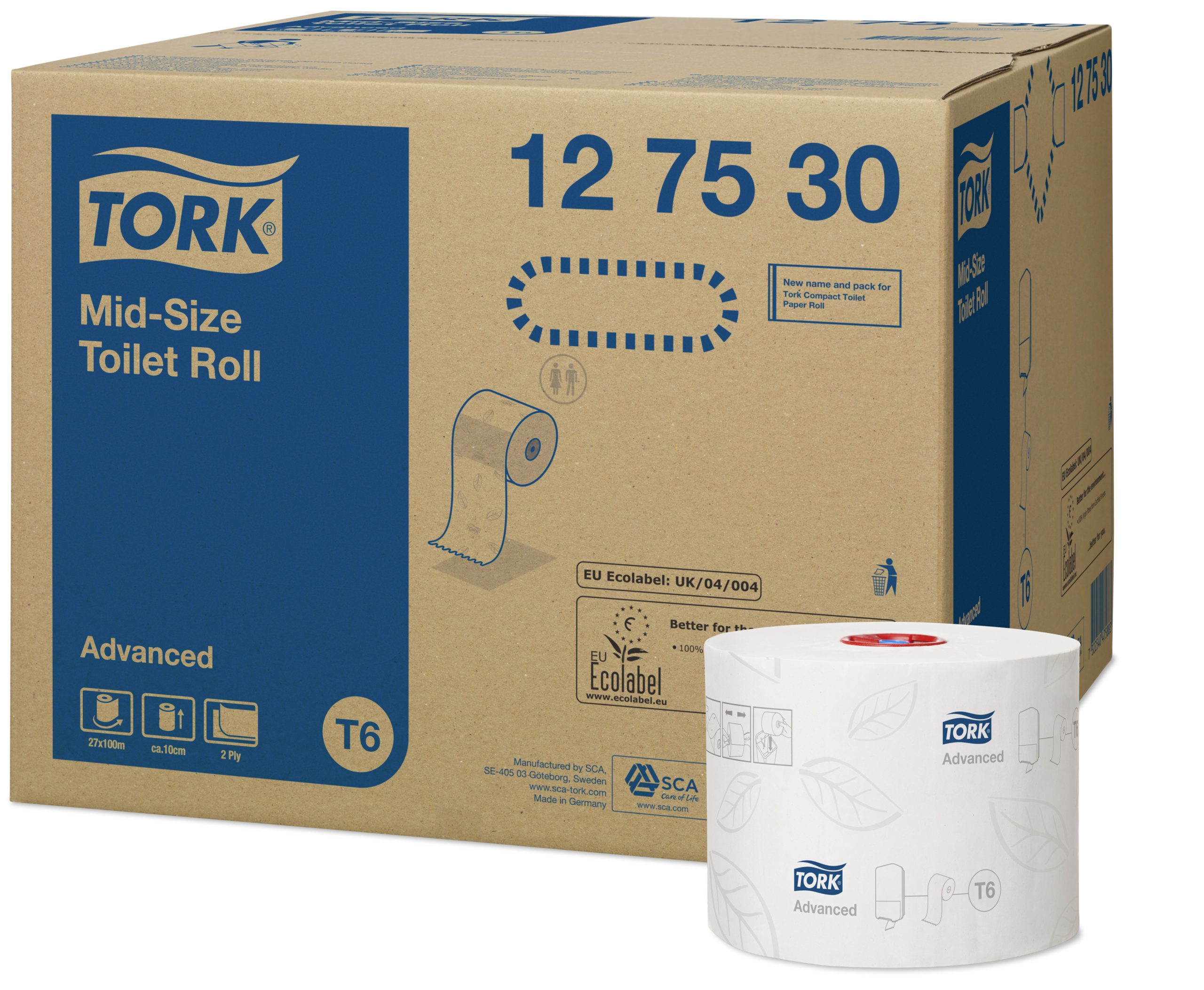 Tork Mid-size toaletný papier (1kart.- 27ks), 2 vrstvový, biely